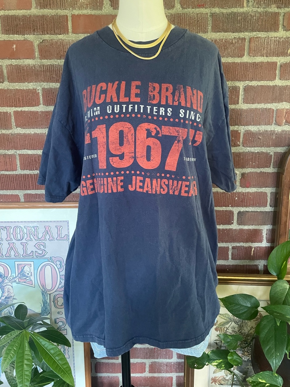 Hanes Navy Short-Sleeve Graphic Tee with Red Print